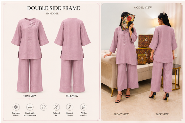 Sage Mint Green Mandarin Silk Set (2-Piece)